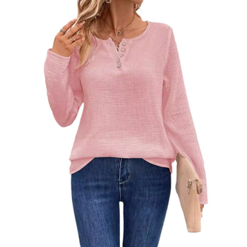 Spot Amazon 2025 Export transfrontalier european și american Îmbrăcăminte pentru femei Primăvara și vara Nouă culoare pură Pulover cu mânecă lungă și nasturi pentru femei