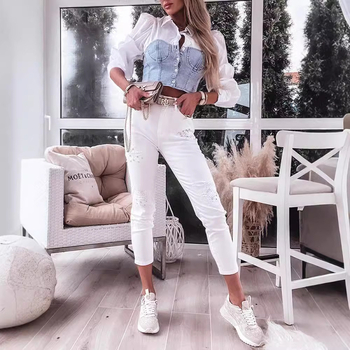 31278 nové európske a americké dámske oblečenie pre zahraničný obchod s dámskymi odevmi Amazon AliExpress najpredávanejšie džínsové šitie dámske tričko