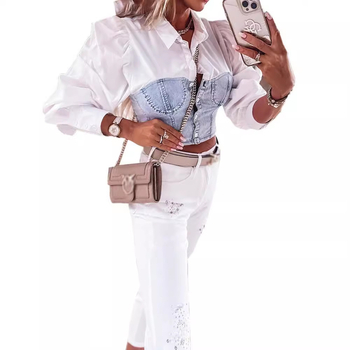 31278 nové európske a americké dámske oblečenie pre zahraničný obchod s dámskymi odevmi Amazon AliExpress najpredávanejšie džínsové šitie dámske tričko