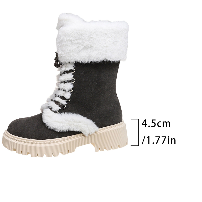 Sügise ja talve piiriülese väliskaubanduse pluss-suuruses Mao Mao soojad paksu tallaga saapad Euroopa ja Ameerika naistele mõeldud ümara peaga paeltega lumesaapad