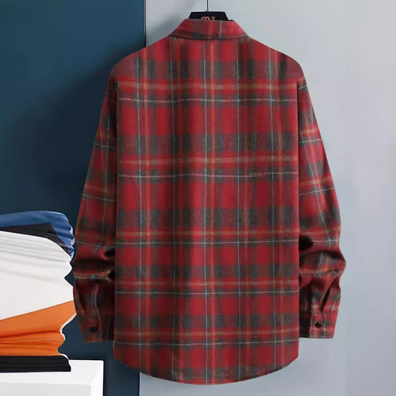 2024 Европейско и американско модно карирано мъжко свободно яке с дълъг ръкав, универсално пролетно и есенно в стил Хонконг, японско ежедневно яке