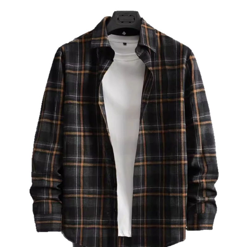 2024 Европейско и американско модно карирано мъжко свободно яке с дълъг ръкав, универсално пролетно и есенно в стил Хонконг, японско ежедневно яке