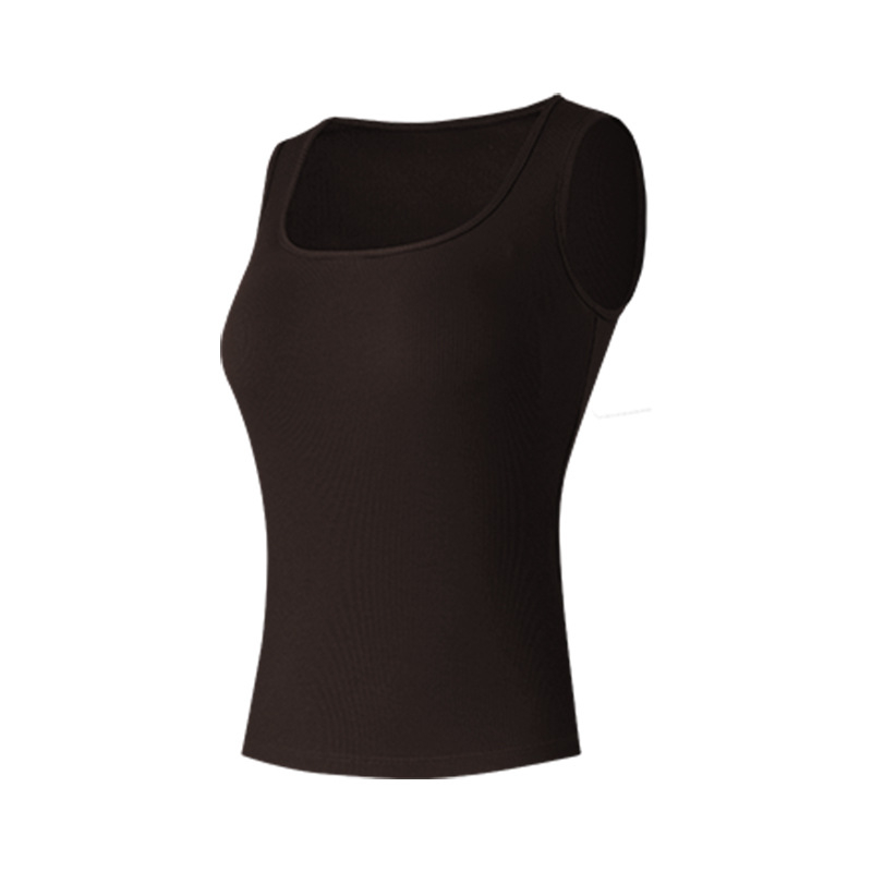 Sutien de damă cu guler de dovleac, culoarea cafelei, cu pernă de piept, cald, toamnă și iarnă, fără mâneci, camisol