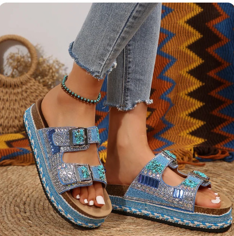 2024 Europa și Statele Unite ale Americii comerț exterior transfrontalier plus size noi explozii stil național plus size sandale cu platformă pedală pentru femei