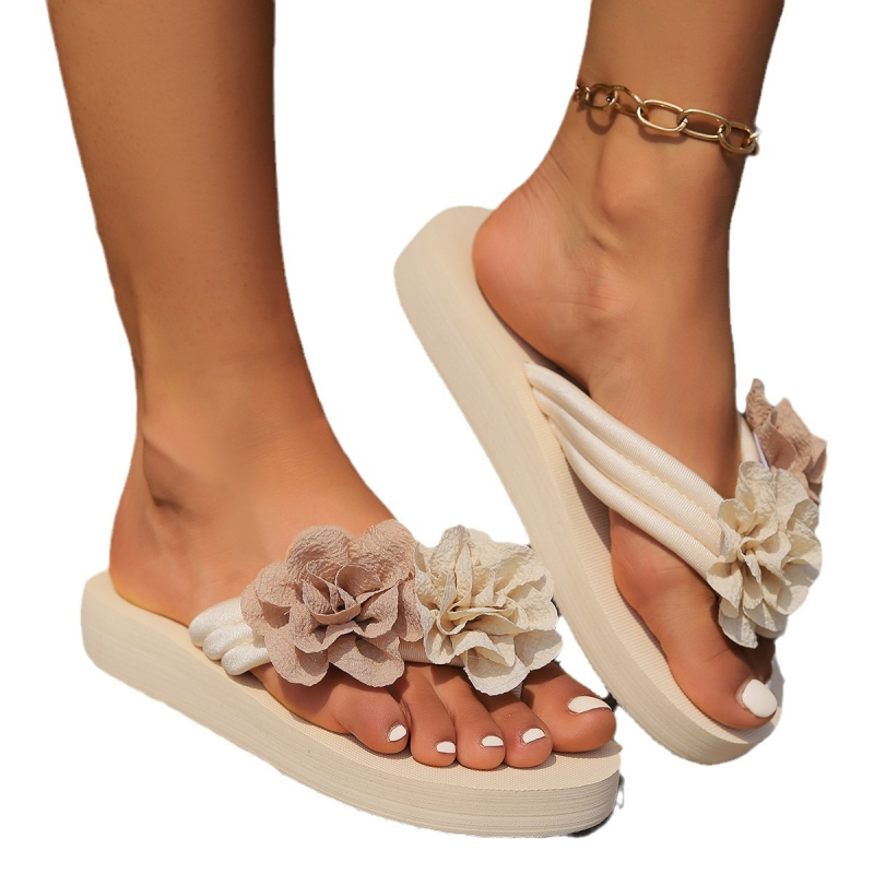 Papuci de plajă cu perle și fluture cu stras, vară, cu platformă nouă, cu talpă groasă, pentru comerț exterior
