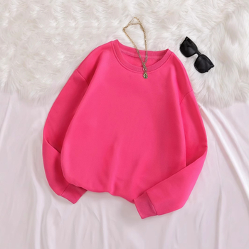 [Cod european transfrontalier] Hanorac cu guler rotund, culoare uni, pentru femei, autumn