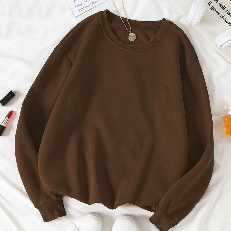 [Cod european transfrontalier] Hanorac cu guler rotund, culoare uni, pentru femei, autumn