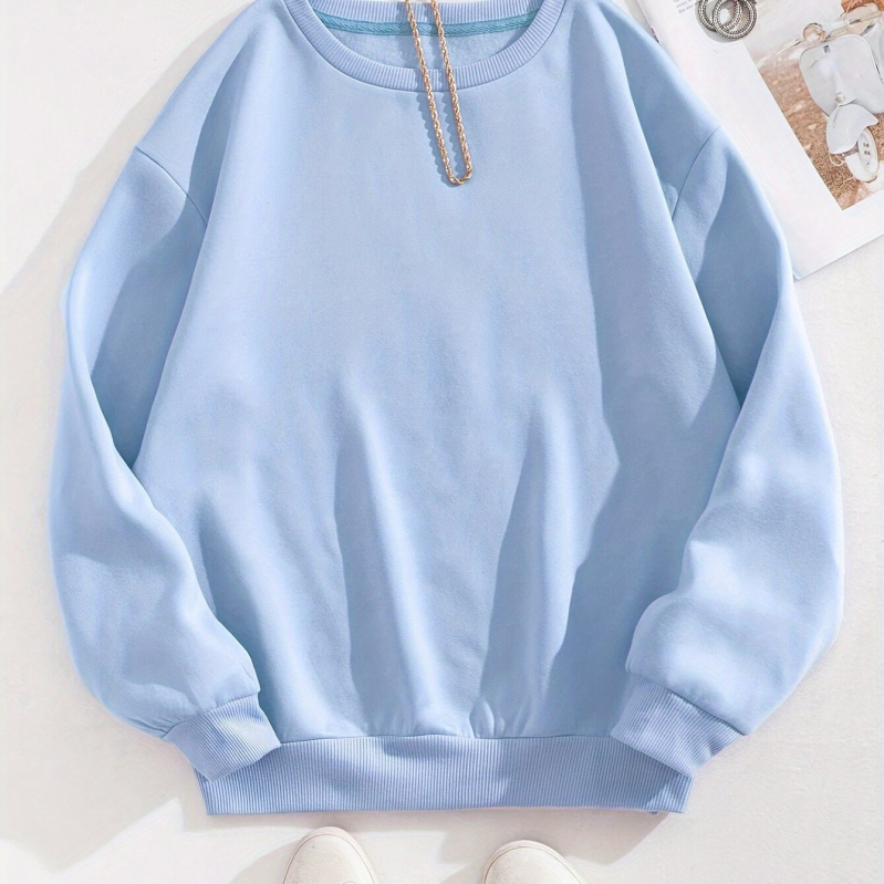 [Cod european transfrontalier] Hanorac cu guler rotund, culoare uni, pentru femei, autumn