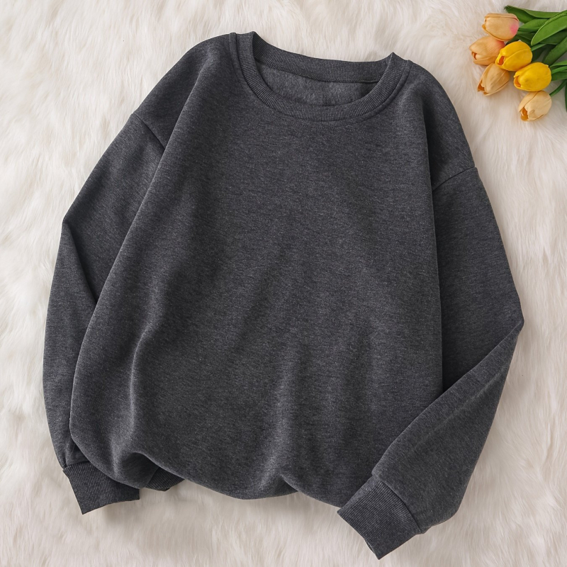 [Cod european transfrontalier] Hanorac cu guler rotund, culoare uni, pentru femei, autumn