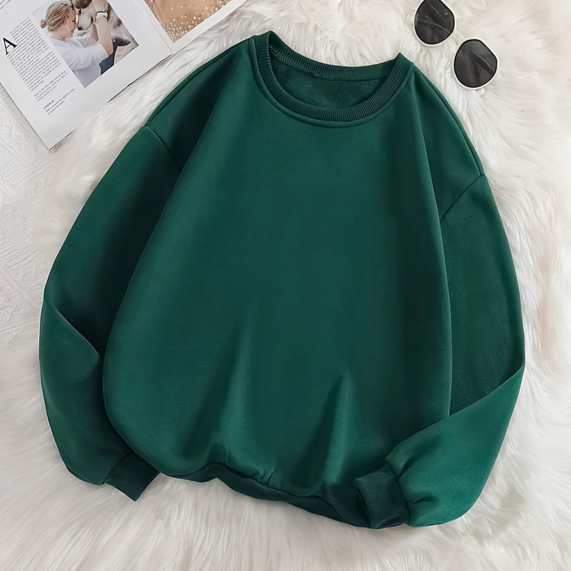 [Cod european transfrontalier] Hanorac cu guler rotund, culoare uni, pentru femei, autumn