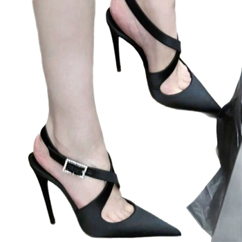 2025 Νέα SL Baotou Ψηλοτάκουνα Παπούτσια Μόδας με Σατέν Μυτερό Σταυρωτό Ζώνη Σέξι Μεταξωτή Επίδειξη 9εκ.