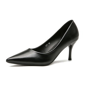 Y-2088 Γυναικεία Παπούτσια από Γνήσιο Δέρμα Προβάτων με Φαρδιά και Μαλακό Πάτο, Μαύρα Παπούτσια Εργασίας με Ψηλοτάκουνα, Γυναικεία Παπούτσια Εργασίας με Φαρδιά Πόδια