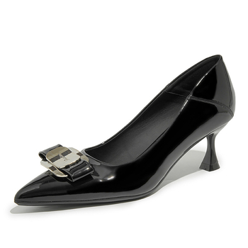 Μαύρα Παπούτσια Εργασίας Γυναικεία Τακούνια Στιλέτο Άνοιξη και Φθινόπωρο 2025 Νέα Μυτερό Λουστρίνι Επαγγελματικά Παπούτσια Εργασίας Χωρίς Φθορά Ψηλοτάκουνα Γυναικεία