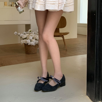 Υψηλής ποιότητας κομψά φλατ παπούτσια σε γαλλικό στιλ με χαμηλό τακούνι και τετράγωνη μύτη, γυναικεία φλατ παπούτσια, φθινόπωρο-χειμώνας 2024, μάλλινα, βραδινά, casual, βαμβακερά παπούτσια slip-on