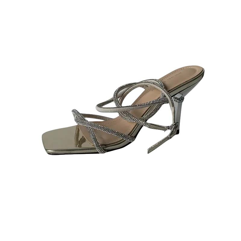 Sandale femei 2023 vară nouă toc fin toc înalt cap pătrat stras sexy curea încrucișată pantofi