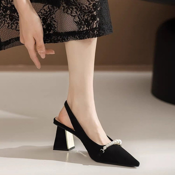 Καλοκαίρι 2025 Νέα Μόδα με Μυτερές Αλυσίδες από Μαργαριτάρι Baotou, Διακοσμητικά, Κομψά, Γυναικεία Παπούτσια με Ψηλοτάκουνα Παπούτσια Commuter