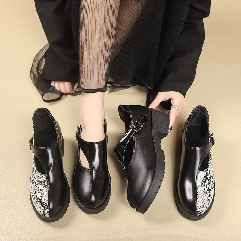 Mocasini din piele retro la modă, stil britanic, primăvară și iarnă, toamnă, stil occidental, cu model de șarpe, mărime plus, comerț exterior