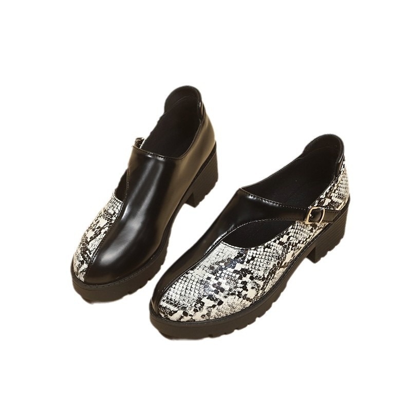 Mocasini din piele retro la modă, stil britanic, primăvară și iarnă, toamnă, stil occidental, cu model de șarpe, mărime plus, comerț exterior