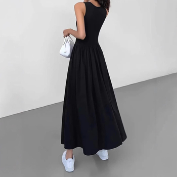 Rochie elegantă fără mâneci, de primăvară și vară, cu guler rotund, transfrontalieră europeană și americană, 2025, îmbrăcăminte pentru femei