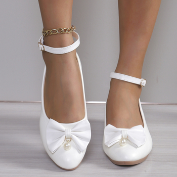 Καλοκαιρινά, απλά, φλατ παπούτσια με στρογγυλή μύτη, μονής στρώσης, σε all-match στυλ, χαριτωμένα παπούτσια Mary Jane με φιόγκο και ζώνη με αγκράφα