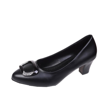 Νέα παπούτσια Mama Shoes 2022 με ρηχό τακούνι, χοντρό τακούνι, άνοιξη και καλοκαίρι, δερμάτινα παπούτσια μέσης ηλικίας, γυναικεία παπούτσια εργασίας με μεσαίο τακούνι