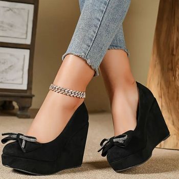 Īstas ādas ķīļveida baletkurpes sievietēm, smaila purngals, bieza zole, ūdensnecaurlaidīga platforma, darba apģērbs, profesionāli retro augstpapēžu kurpes, daudzpusīgas, neslīdošas un nodilumizturīgas