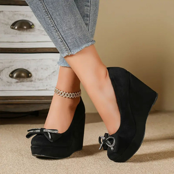 Īstas ādas ķīļveida baletkurpes sievietēm, smaila purngals, bieza zole, ūdensnecaurlaidīga platforma, darba apģērbs, profesionāli retro augstpapēžu kurpes, daudzpusīgas, neslīdošas un nodilumizturīgas