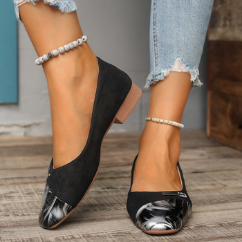 Νέα φλατ παπούτσια με στρογγυλή μύτη και ρηχό στόμα, Slip-on, για άνοιξη και φθινόπωρο, από σουέτ, σε μεγάλο μέγεθος.