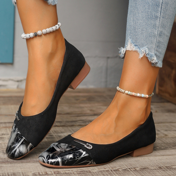 Νέα φλατ παπούτσια με στρογγυλή μύτη και ρηχό στόμα, Slip-on, για άνοιξη και φθινόπωρο, από σουέτ, σε μεγάλο μέγεθος.