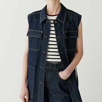 Zhihe Γυναικείο Φθινοπωρινό Γιλέκο Denim με Τετράτσεπη και Ελαστικό Βαμβάκι, Κόκκινο, Αμάνικο, Casual, Στυλ Καθημερινής Χρήσης, Νέο Φθινόπωρο 2023