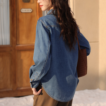 Îmbrăcăminte nouă pentru femei, 2024, la modă, elegantă, asortată, cu rever retro, spălată, din denim moale, casual, din bumbac, pentru femei