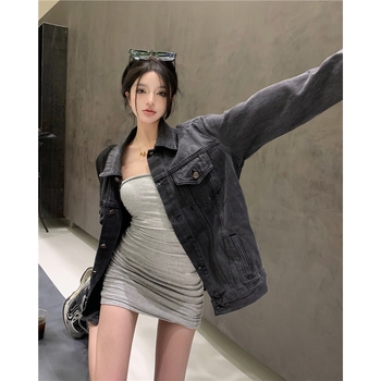 Femeii Vintage Denim Palton Casual Pulover cu mânecă lungă