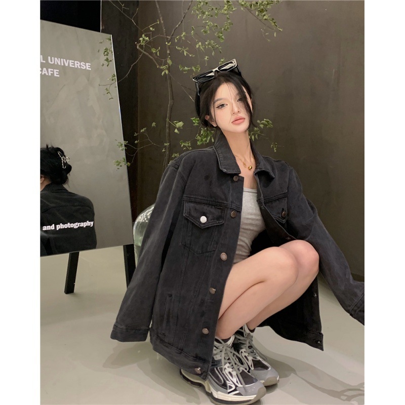 Femeii Vintage Denim Palton Casual Pulover cu mânecă lungă