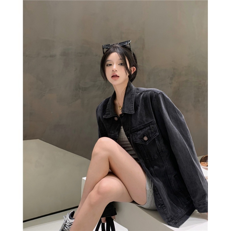 Femeii Vintage Denim Palton Casual Pulover cu mânecă lungă