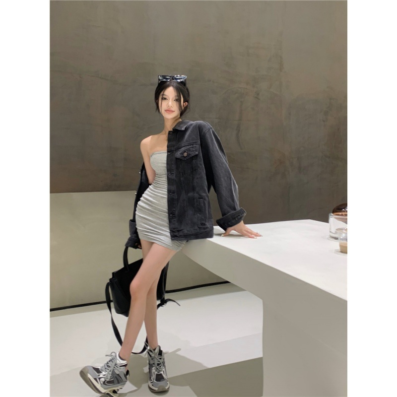 Femeii Vintage Denim Palton Casual Pulover cu mânecă lungă