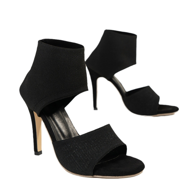 Sandale romane pentru femei, stil coreean, la modă, cu vârful deschis, subțire și toc înalt, stil vară 2024, stil casual, plus mărime