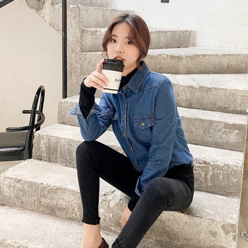 Femei cămașă din denim 2020 primăvara și toamna cămașă din denim cu mânecă lungă cămașă de bază femei top subțire palton femei