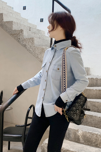 Femei cămașă din denim 2020 primăvara și toamna cămașă din denim cu mânecă lungă cămașă de bază femei top subțire palton femei