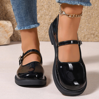 Užsienio prekybos moteriški batai, moteriški plokščiu dugnu, minkštu paviršiumi, minkštu dugnu, 2024 m. rudens nauji kvadratinės burnos maži odiniai batai, moteriški keturių metų laikų batai moterims