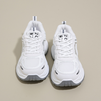 Παπούτσια του Μπαμπά για Γυναίκες 2024 Νέα Φθινοπωρινά Λευκά Γυναικεία Παπούτσια Ευέλικτα Παπούτσια με Μικρό Διχτυωτό Υλικό, Αναπνέοντα Παπούτσια από Διχτυωτό Υλικό, Αθλητικά Παπούτσια για Γυναίκες