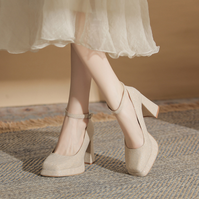 Dámske topánky Jin Gang CG9011 s hrubým podpätkom a štvorcovou špičkou z lakovanej kože, jednovrstvové, nové, jarné a jesenné, sexi, nepremokavé, na platforme, univerzálne, na vysokých podpätkoch