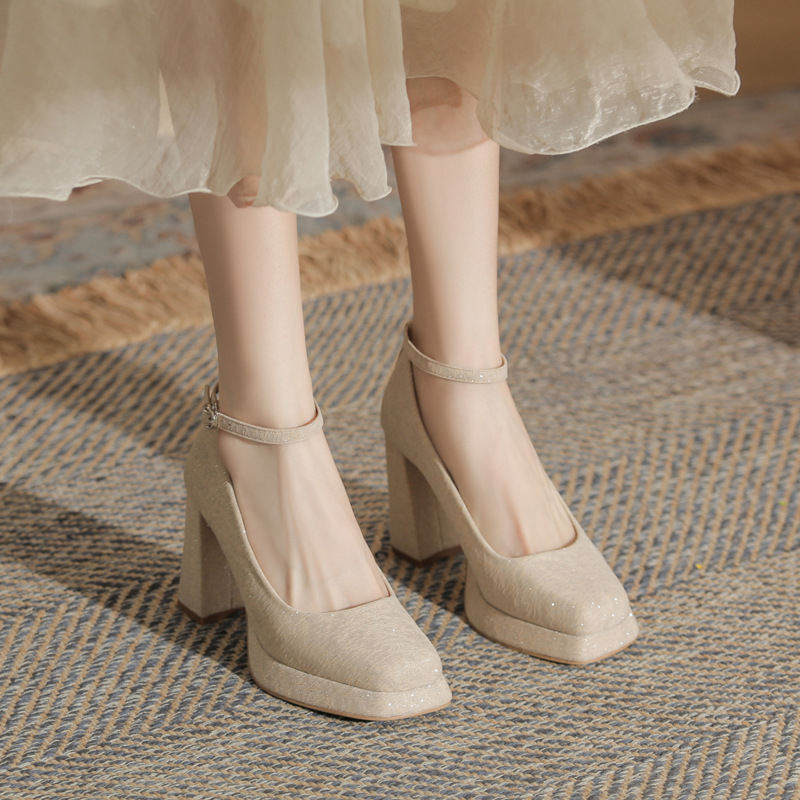 Dámske topánky Jin Gang CG9011 s hrubým podpätkom a štvorcovou špičkou z lakovanej kože, jednovrstvové, nové, jarné a jesenné, sexi, nepremokavé, na platforme, univerzálne, na vysokých podpätkoch