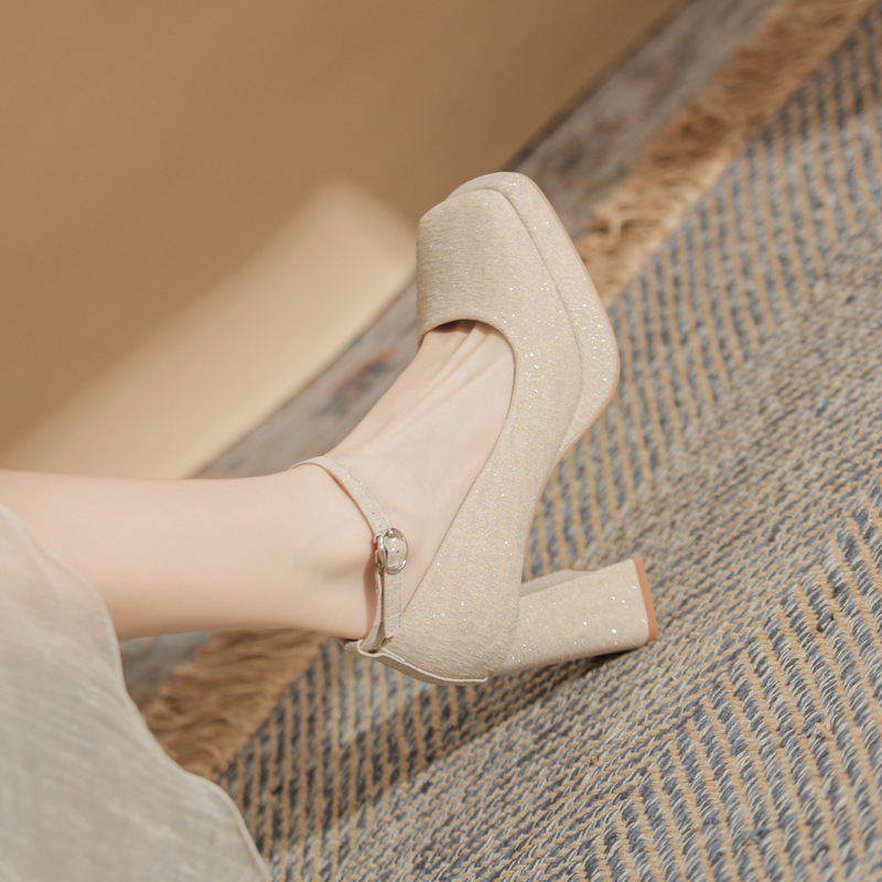 Dámske topánky Jin Gang CG9011 s hrubým podpätkom a štvorcovou špičkou z lakovanej kože, jednovrstvové, nové, jarné a jesenné, sexi, nepremokavé, na platforme, univerzálne, na vysokých podpätkoch