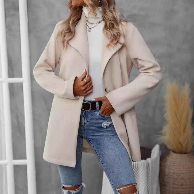 Casual european și american Aliexpress Amazon temu Popular Pure Color Women`s Wool Outwear Toamna și iarna Stil nou