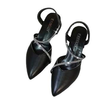 Γυναικεία Σανδάλια Fairy Style 2021 Καλοκαιρινά Γυναικεία Παπούτσια με Χοντρό Τακούνι και Μυτερή Μύτη, Ψηλοτάκουνα Κορεάτικου Στυλ