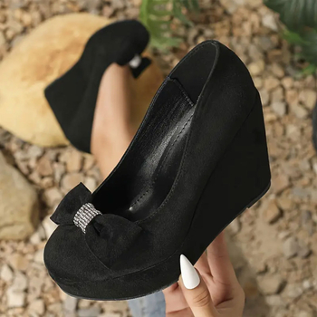 Pavasara un rudens jaunas īstas ādas ķīļveida kurpes sieviešu smailas, biezas apakšas, ūdensnecaurlaidīgas platformas instrumenti profesionālas retro augstpapēžu sieviešu kurpes