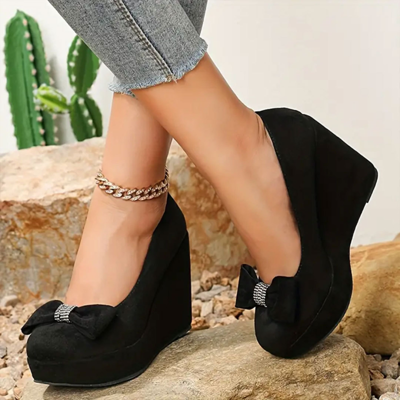 Pavasara un rudens jaunas īstas ādas ķīļveida kurpes sieviešu smailas, biezas apakšas, ūdensnecaurlaidīgas platformas instrumenti profesionālas retro augstpapēžu sieviešu kurpes