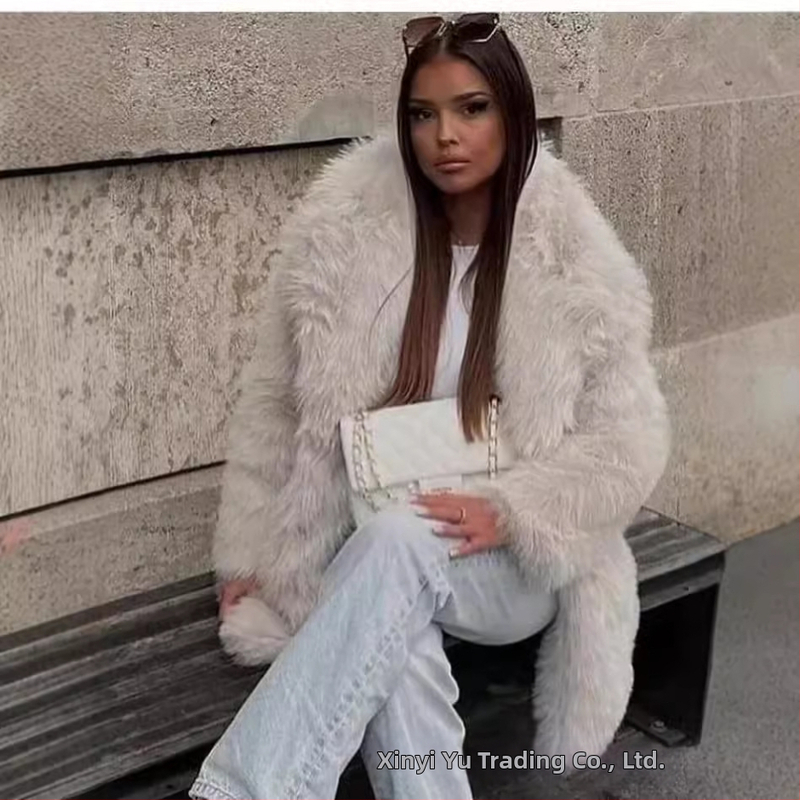 Трансгранично Amazon 2024 Есен/Зима Европейско и американско дамско топло палто от изкуствена кожа със средна дължина Дебело палто от кожа Haining