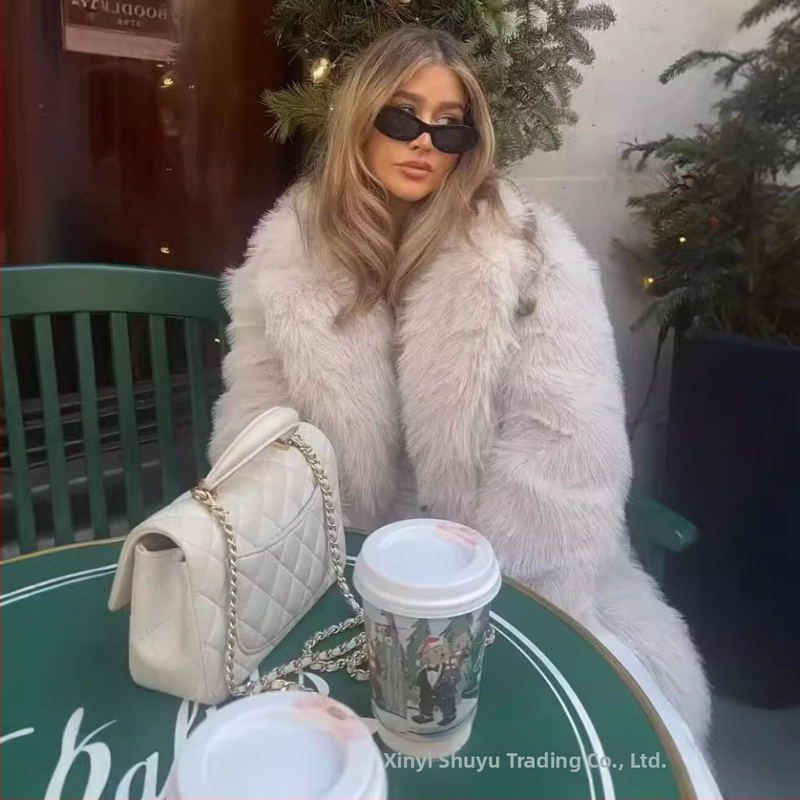 Трансгранично Amazon 2024 Есен/Зима Европейско и американско дамско топло палто от изкуствена кожа със средна дължина Дебело палто от кожа Haining