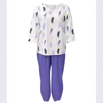 Ευρωπαϊκό και αμερικανικό καλοκαιρινό γυναικείο casual στυλ, νέο μοντέρνο, φαρδύ κοντομάνικο παντελόνι με στρογγυλή λαιμόκοψη και τυπωμένο με φτερά κοστούμι με κοντομάνικο σχέδιο